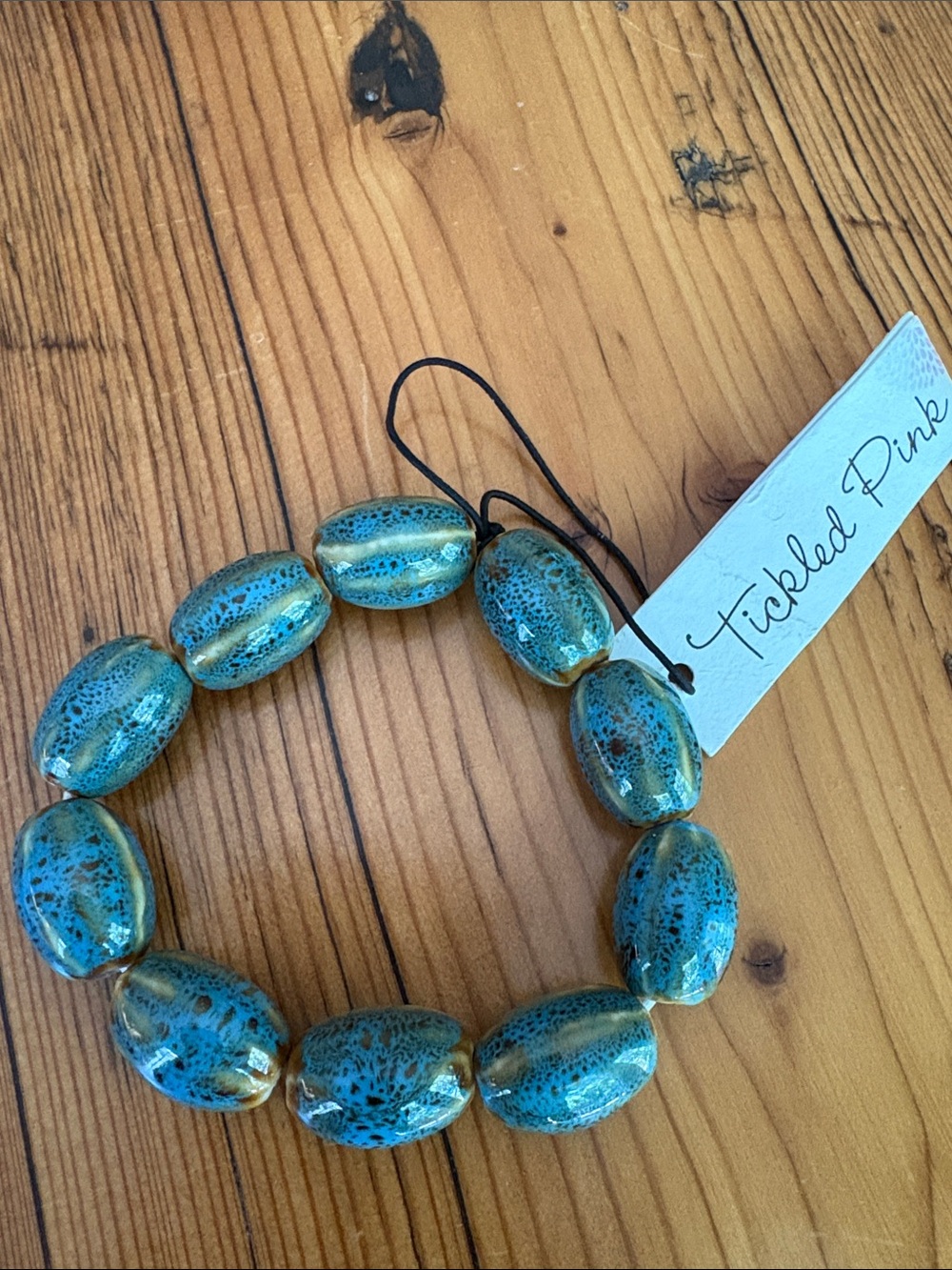 Tickled Pink Turquoise Ceramic Bead Bracelet